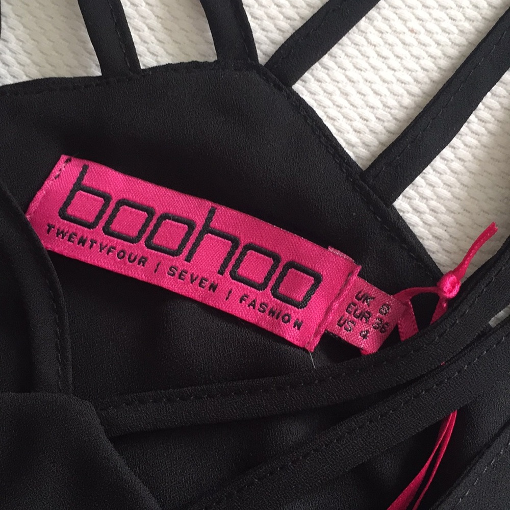 BooHoo Size 4 Black Tiered Strappy Swing Dress - Picture 5 of 6